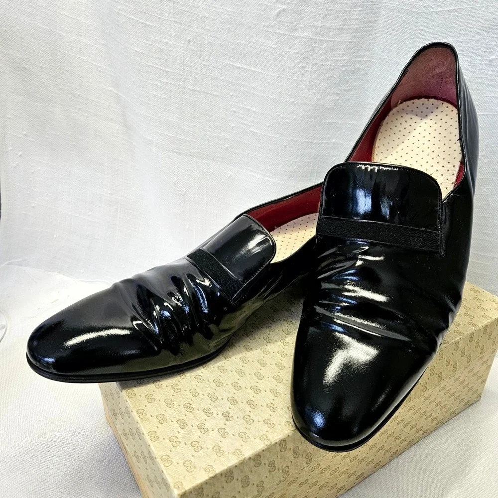 Gucci | Shoes | Gucci Loafers Mens 455 Black Patent Leather  display picture 1